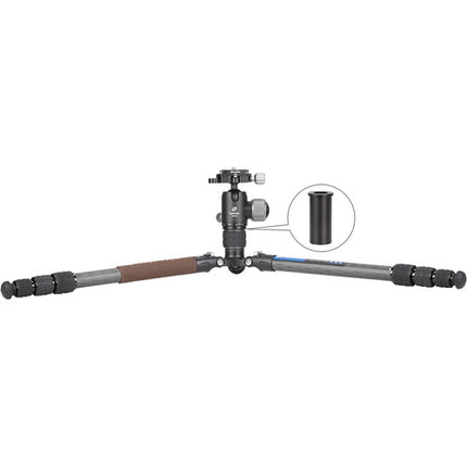Leofoto LX-224CT trípode de viaje en fibra de carbono con rótula y 52" altura máxima