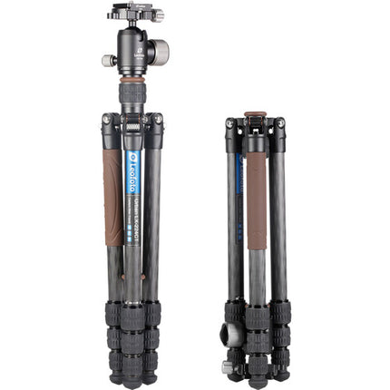 Leofoto LX-224CT trípode de viaje en fibra de carbono con rótula y 52" altura máxima