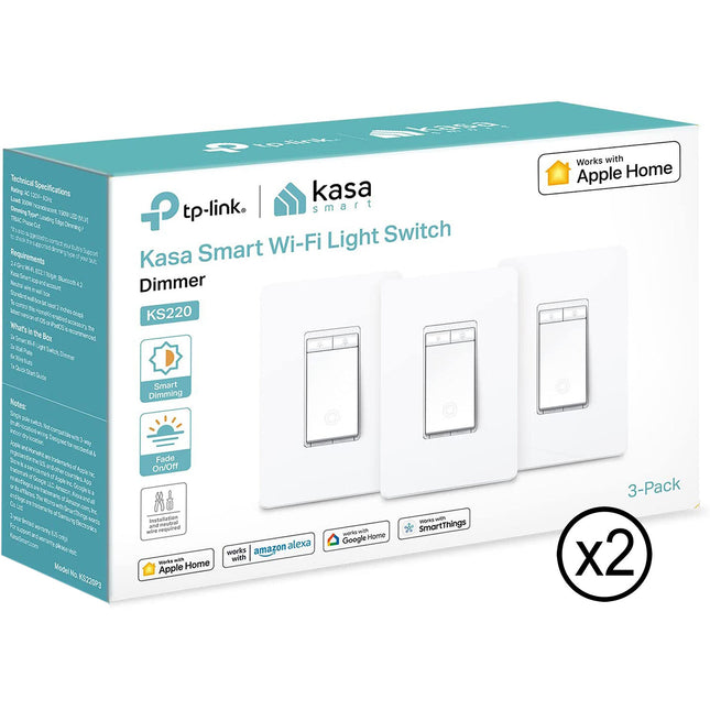 TP-Link KS220 Kasa Interruptor Regulador Wi-Fi 6-Pack 2.4 GHz Compatible Alexa Google Home