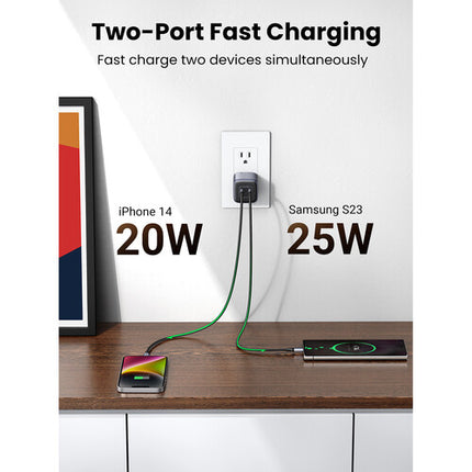 UGREEN Nexode Cargador de Pared 45W GaN 2 Puertos USB-C PD PPS