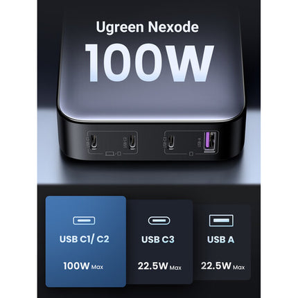 UGREEN Estación de Carga USB de Escritorio 4 Puertos 100W con 3 USB-C y 1 USB-A