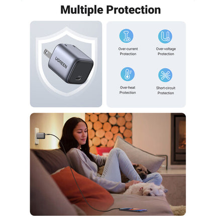 UGREEN Nexode Cargador USB-C de pared 30W con protección térmica y enchufe plegable