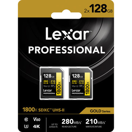 Lexar 128GB Professional Tarjeta de Memoria SDXC UHS-II 280MB/s 2-Pack