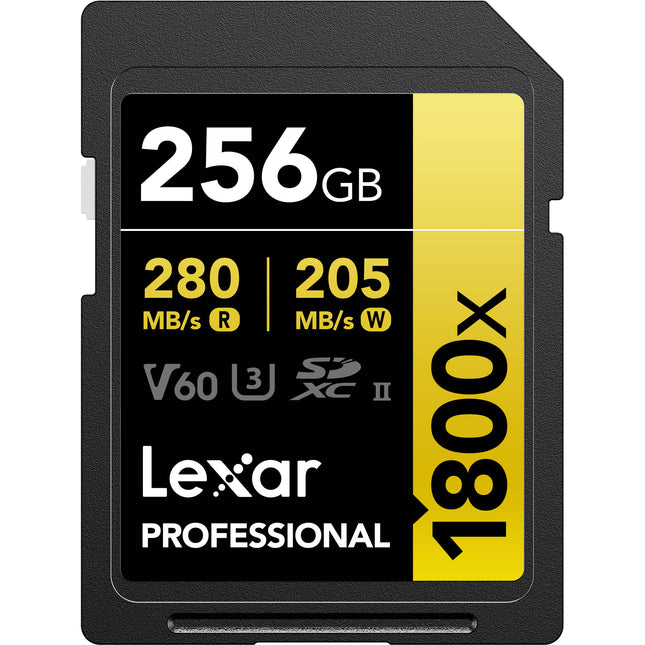 Lexar 256GB Professional 1800x Tarjeta de Memoria UHS-II SDXC V60 U3 Clase 10