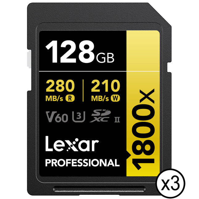 Lexar 128GB Tarjeta de Memoria SDXC UHS-II 280 MB/s 3-Pack