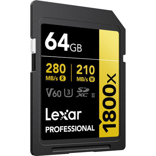 Lexar 64GB Professional 1800x Tarjeta de Memoria SDXC UHS-II 280MB/s 210MB/s