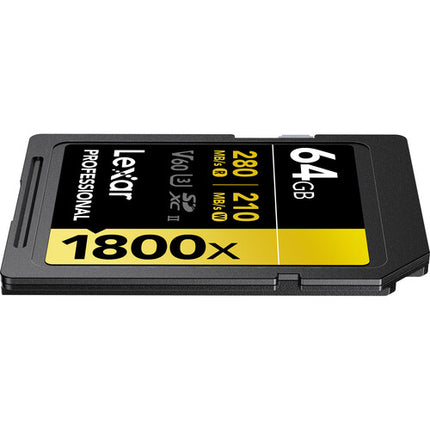Lexar 64GB Professional 1800x Tarjeta de Memoria SDXC UHS-II 280MB/s 210MB/s