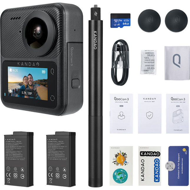 Kandao QooCam 3 Cámara 360° Video 5.7K Estabilización Súper Estable 128GB