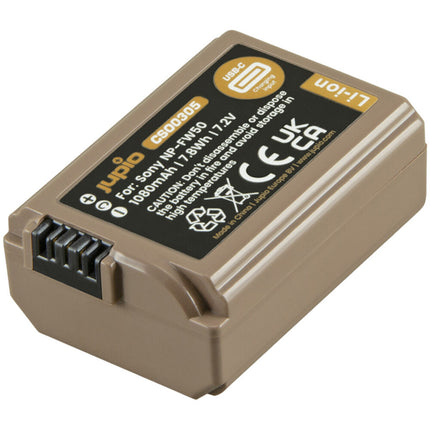 Jupio NP-FW50 Batería Ultra C con puerto USB-C para cámaras Sony y cable incluido