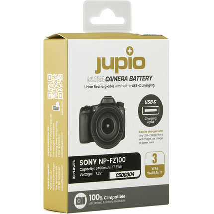 Jupio NP-FZ100 Batería para Cámara Sony con Puerto de Carga USB-C y Cable USB-A