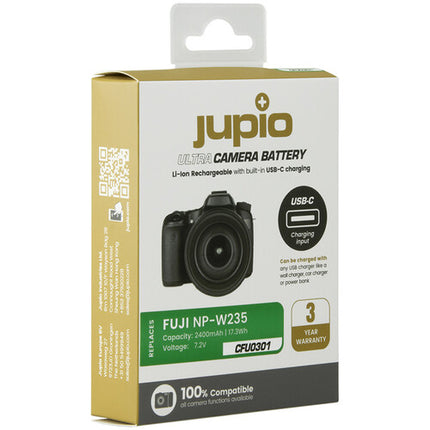 Jupio NP-W235 Batería Ultra C con Puerto USB-C y Cable USB-A Compatible Fujifilm