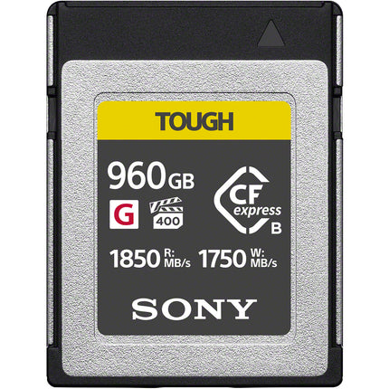 Sony 960GB CFexpress Tipo B Tarjeta de Memoria TOUGH 1850 MBs Lectura 1750 MBs Escritura Estuche incluido