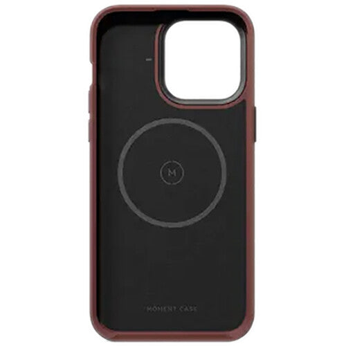 Funda Moment MagSafe para iPhone 15 Pro Max Rojo Arcilla con protección 3 m y botones metálicos