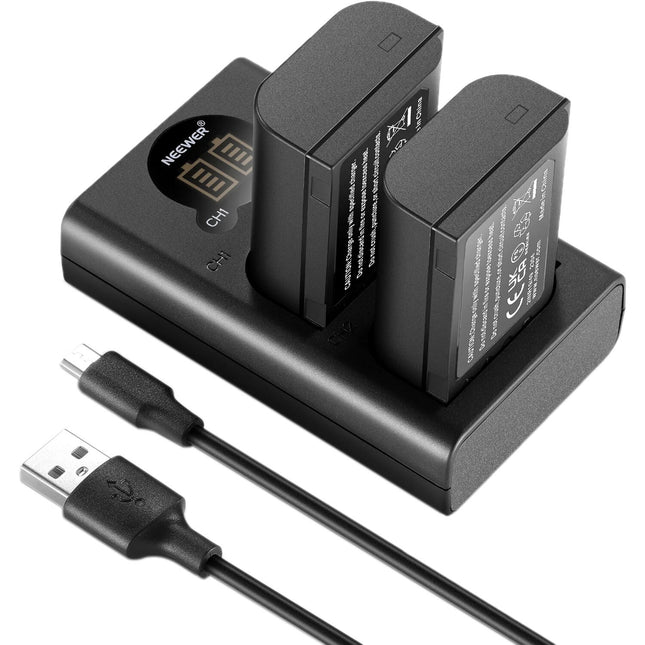 Neewer DMW-BLK22 batería de reemplazo 2400mAh con cargador dual USB-C y micro USB