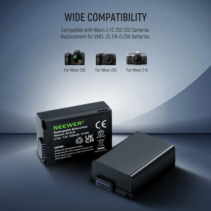 Neewer EN-EL25 Batería y Cargador Doble 1350mAh con Pantalla LCD