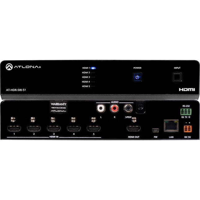 Atlona 5x1 4K HDR HDMI Matrix Switcher con 5 Entradas y Soporte HDR10