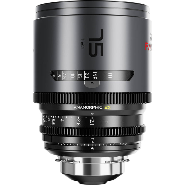 DZOFilm PAVO 75mm T2.1 Objetivo Anamórfico Prime 2x Montura PL EF Vista en Pies