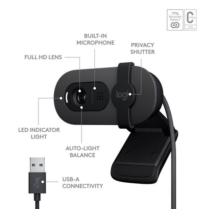Logitech Brio 100 Webcam Full HD 1080p 30 fps 58° Campo de Visión