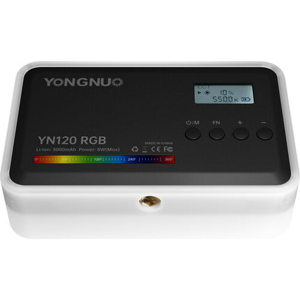 Yongnuo YN120 Panel LED RGB Luz 194 Lux 2500-9900K Batería USB-C
