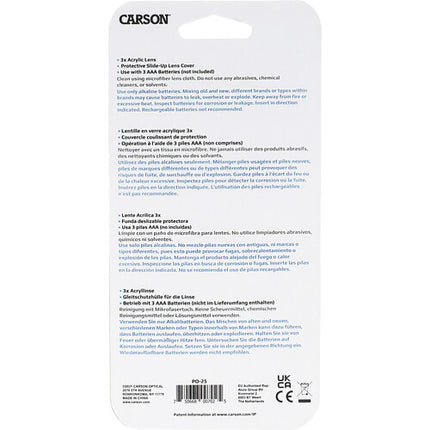 Carson PO-25 Lupa iluminada 3x con diseño compacto y luz LED integrada