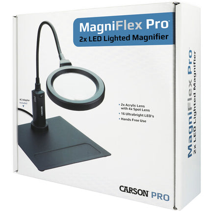 Carson 2x Pro Series Lupa LED con 16 LEDs Base Magnética y Pinza