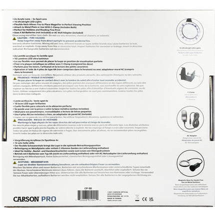 Carson 2x Pro Series Lupa LED con 16 LEDs Base Magnética y Pinza