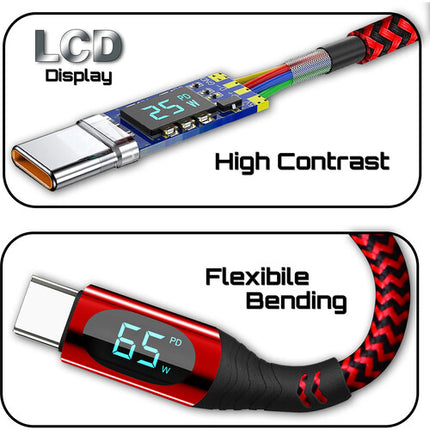Hedbox Cable de carga USB-C LED 120 cm Carga rápida 480 Mb/s