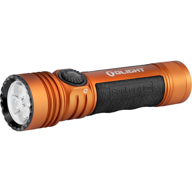 Olight Seeker 4 Pro Linterna Recargable LED 4600 lúmenes naranja con funda y carga USB-C