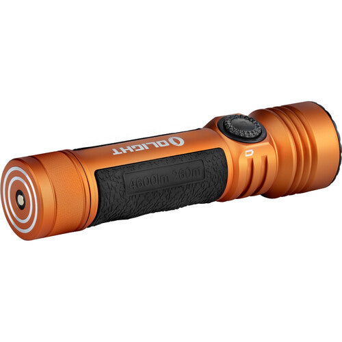 Olight Seeker 4 Pro Linterna Recargable LED 4600 lúmenes naranja con funda y carga USB-C