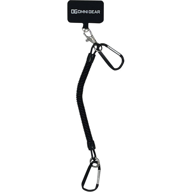 Gig Gear Drop Stop Phone Tether negro cuerda en espiral 10 pulgadas seguro con mosquetón