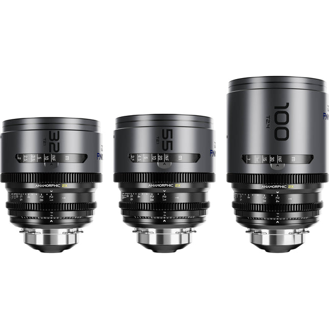 DZOFilm PAVO Set de 3 Lentes Anamórficas 32 55 100mm T2.1 T2.4 PL EF