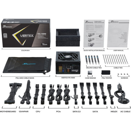 SeaSonic Electronics Vertex PX-1000 Fuente de Poder Modular 1000W 80 Plus Platinum 135mm Ventilador