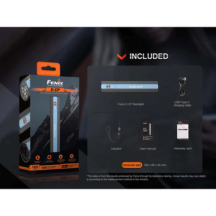 Fenix Linterna Recargable E-CP Azul 1600 Lúmenes 504 Horas USB-C