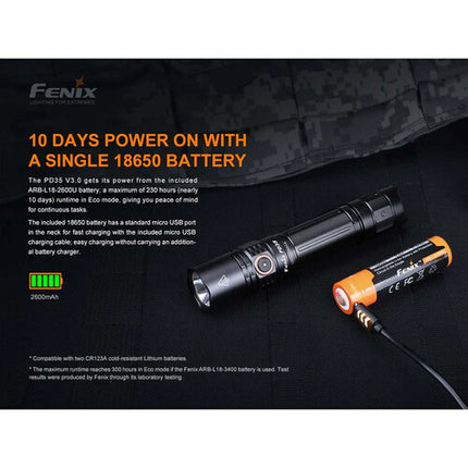 Fenix PD35 V3.0 Linterna Recargable 1700 Lúmenes con Batería 18650