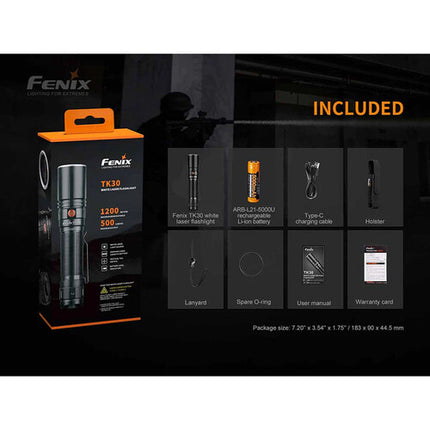 Fenix TK30 Linterna Láser Blanca 500 Lúmenes Batería Recargable USB-C