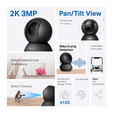TP-Link Tapo C211 Cámara de Seguridad Wi-Fi Interior 3MP Visión Nocturna 4mm
