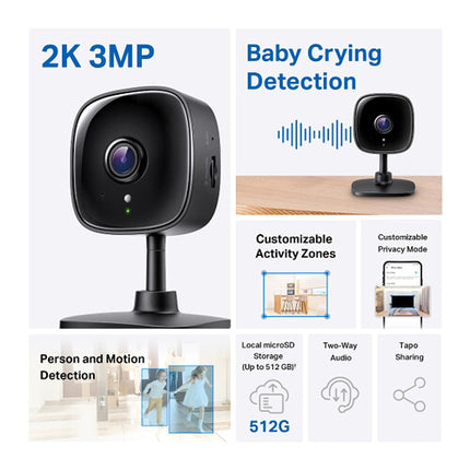 TP-Link Tapo C111 Cámara de Seguridad Wi-Fi Interior 3MP 2304x1296 y Visión Nocturna IR