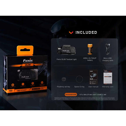 Fenix GL06 Linterna táctica recargable para Glock y Picatinny 600 lúmenes