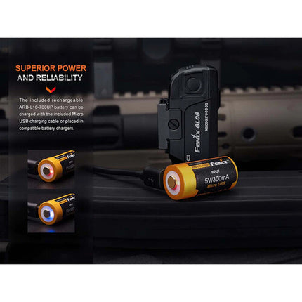 Fenix GL06 Linterna táctica recargable para Glock y Picatinny 600 lúmenes