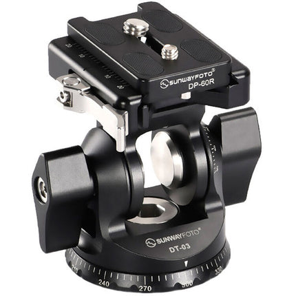 Sunwayfoto DT-03 Cabezal Tilt con Capacidad 33 lb Altura 3.3" y Abrazadera Arca-Type