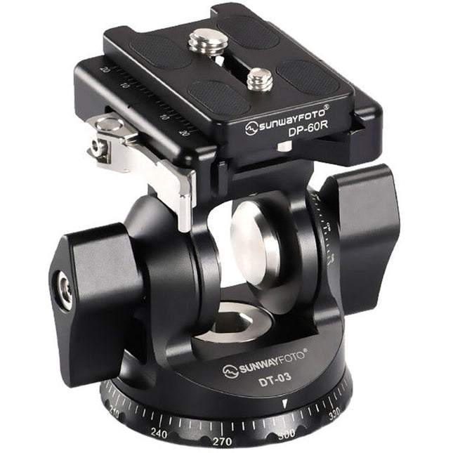 Sunwayfoto DT-03 Cabezal Tilt con Capacidad 33 lb Altura 3.3" y Abrazadera Arca-Type