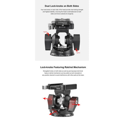 Sunwayfoto DT-03 Cabezal Tilt con Capacidad 33 lb Altura 3.3" y Abrazadera Arca-Type