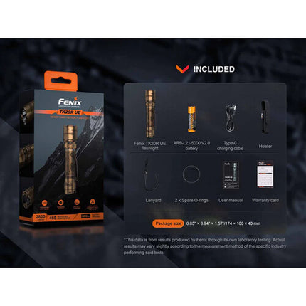 Fenix Linterna Recargable TK20R UE LED 2800 Lúmenes 40 Horas Runtime Tan