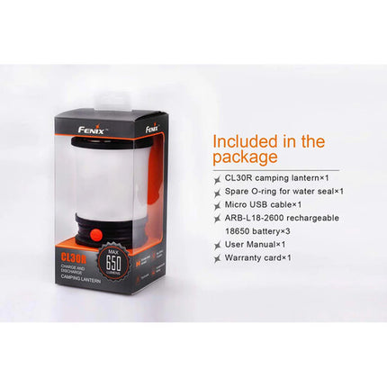 Fenix Flashlight CL30R Linterna Recargable Camping 650 Lúmenes 400h Runtime