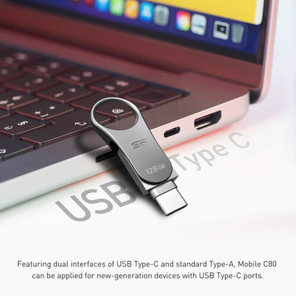 Silicon Power Mobile C80 Unidad Flash USB 3.2 Gen 1 128GB Dual USB-A USB-C Titanio