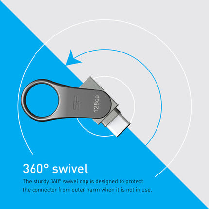 Silicon Power Mobile C80 Unidad Flash USB 3.2 Gen 1 128GB Dual USB-A USB-C Titanio
