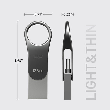 Silicon Power Mobile C80 Unidad Flash USB 3.2 Gen 1 128GB Dual USB-A USB-C Titanio