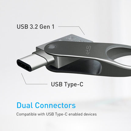 Silicon Power Mobile C80 Unidad Flash USB 3.2 Gen 1 128GB Dual USB-A USB-C Titanio