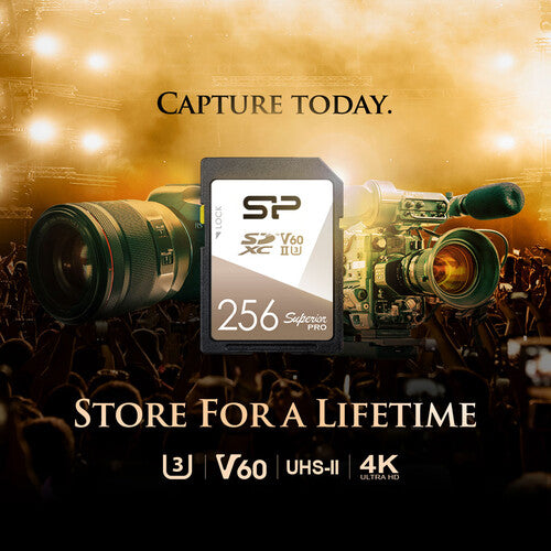 Silicon Power 256GB Superior Pro Tarjeta de Memoria SDXC UHS-II V60 U3 Clase 10