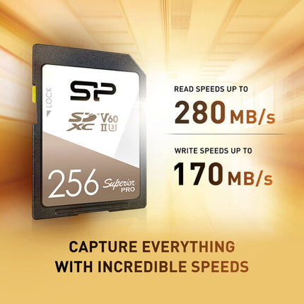Silicon Power 256GB Superior Pro Tarjeta de Memoria SDXC UHS-II V60 U3 Clase 10